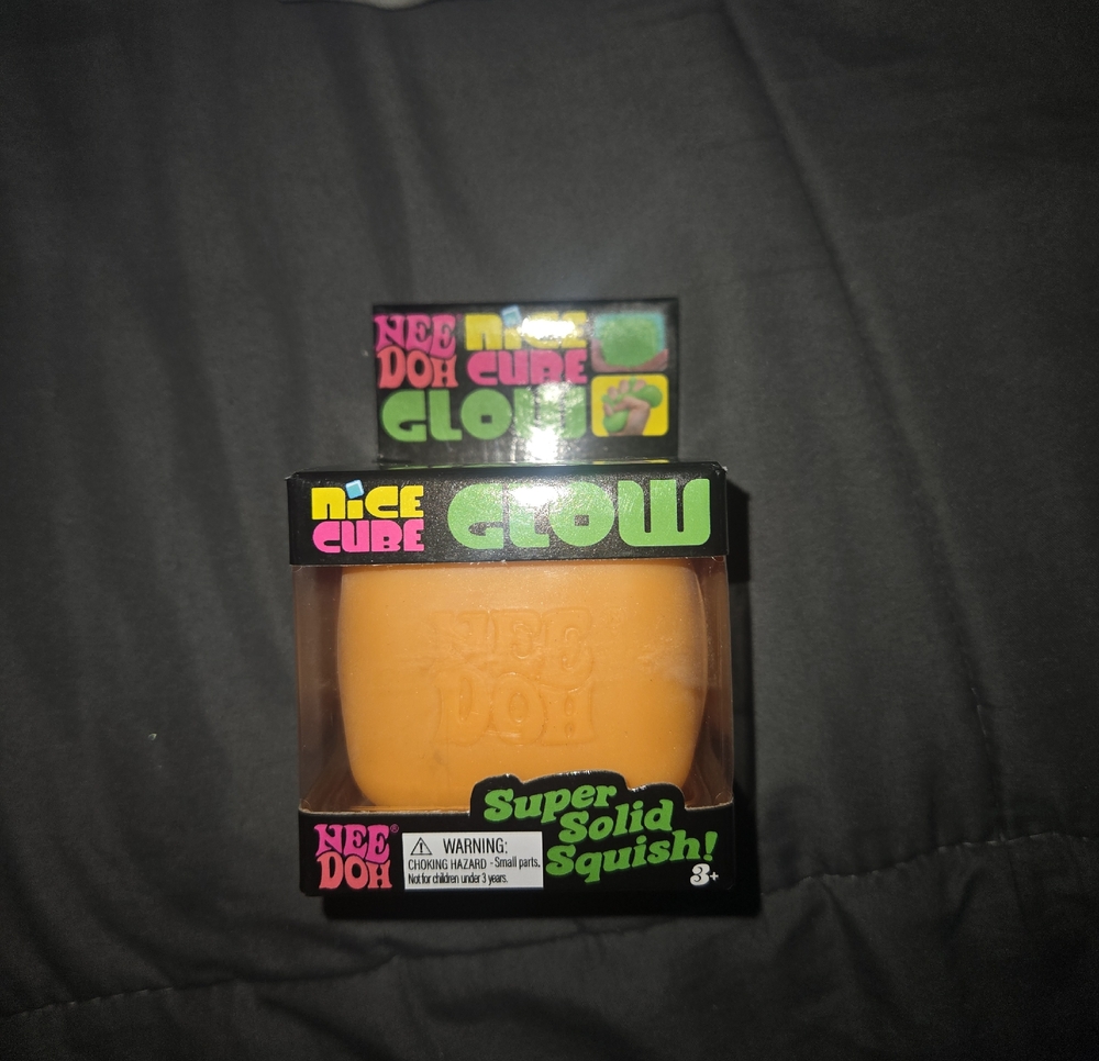 Nee Doh Glow Super Solid Squish! Orange Building Cube